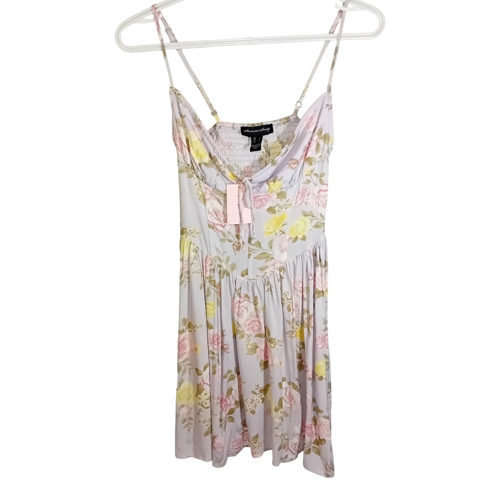 NWT Junior StreetwearSociety Floral Print Corset Mini Sun Dress Pastel Smocked S